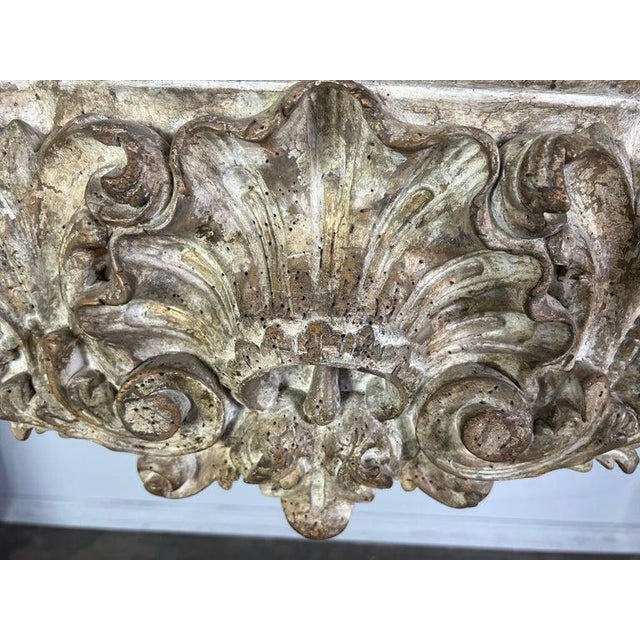 Gold French Carved Louis XV Style Console With Marble Top For Sale - Image 8 of 16