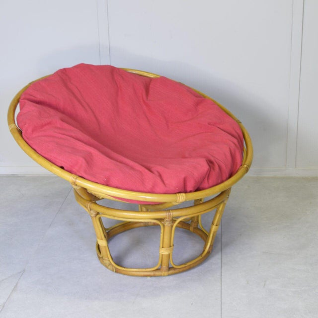 Light Yellow Vintage Bamboo Papasan Armchair, 1960s For Sale - Image 8 of 9