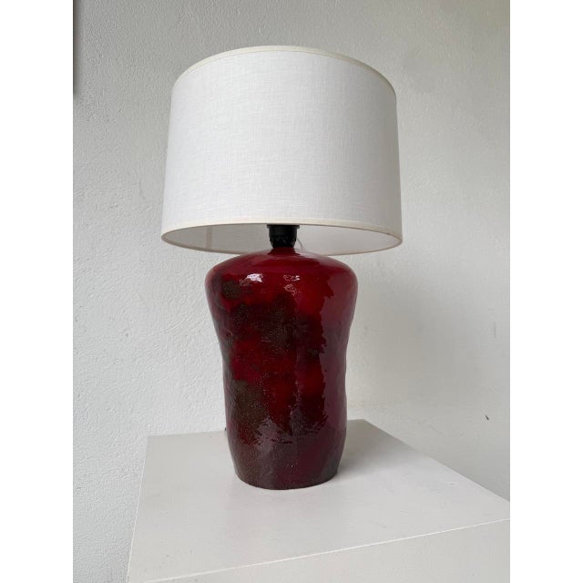 Red Ceramic Table Lamp, 1970s For Sale - Image 9 of 18