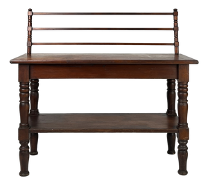 Antique Rustic Wood Baker's Rack / Wash Stand With Slotted Gallery & Lower Shelf