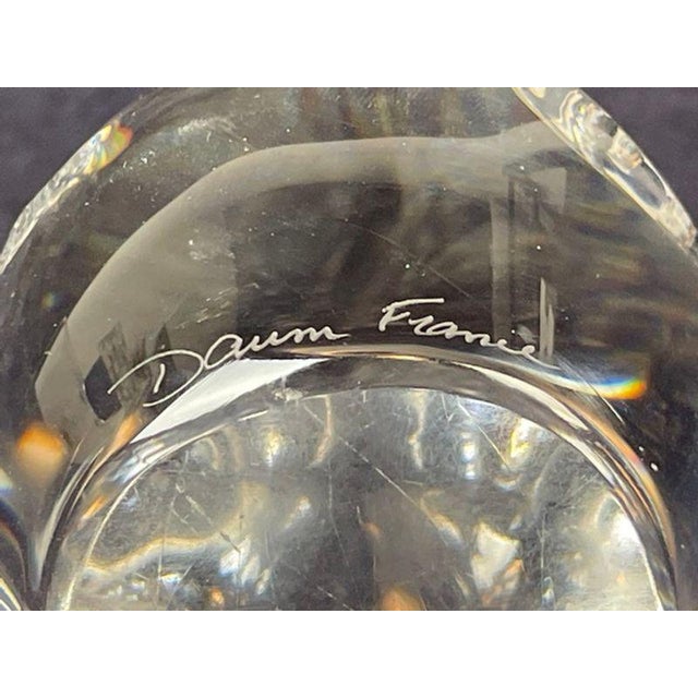 Transparent Vintage Daum France Crystal Owl Paperweight Figurine Signed Art Glass For Sale - Image 8 of 10