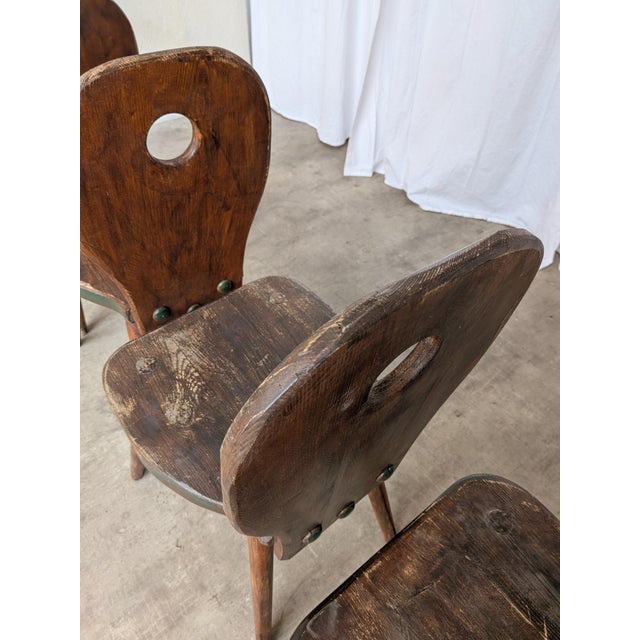 Vintage Brutalist Rustic Farmhouse Dining Chair, 1970s, Set of 4 For Sale - Image 17 of 18
