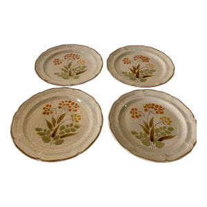 70's the Classics Hearthside Hand Painted Stoneware "Somerset " Pattern Dinner Plates S/4