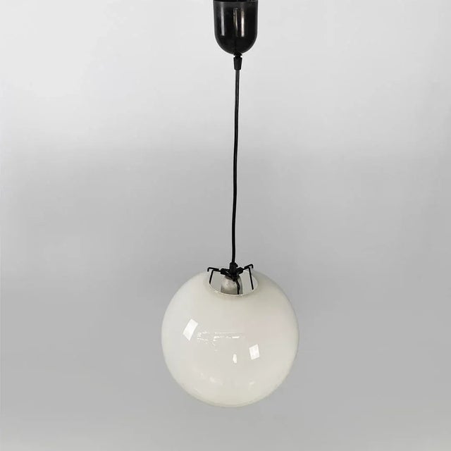 Mid-Century Italian Round White Glass Pendant, 1950s For Sale - Image 13 of 13