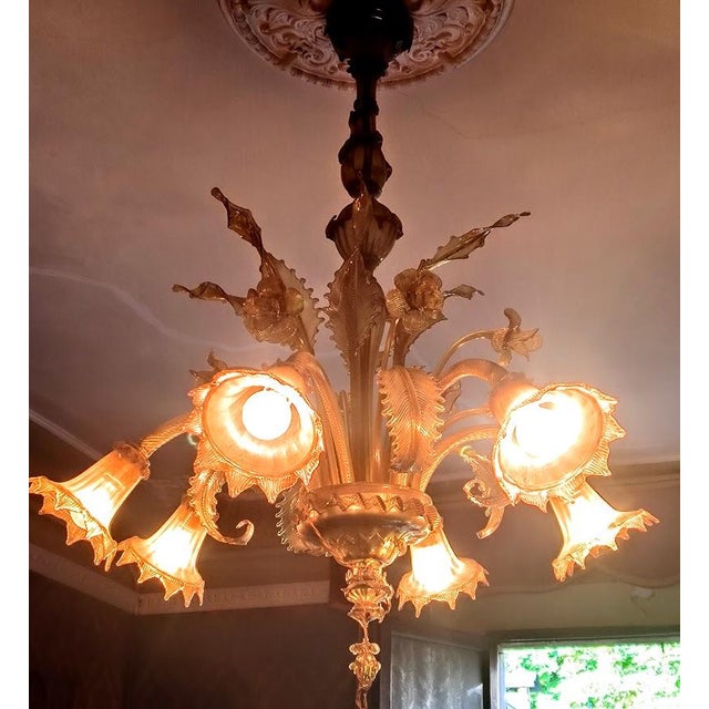 Rare and authentic classic murano chandelier (venice) 1930s italy * it is found in an old house still hanging and needs to...