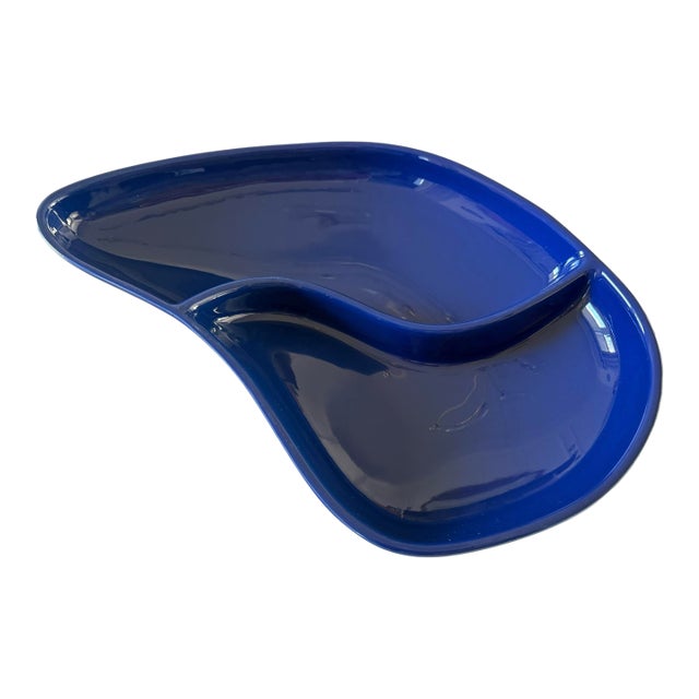 Mid Century Modern MCM Divided Royal Blue Serving Dish Made in France For Sale