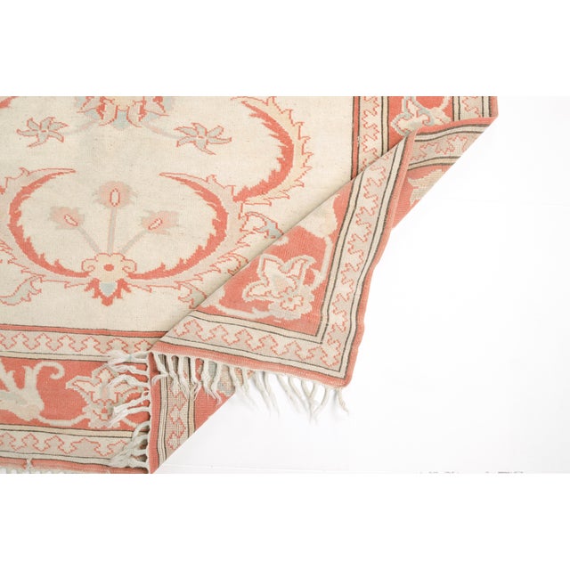 1950s Vintage Turkish Oushak Rug in Pastel Salmon Pink and Ivory For Sale - Image 5 of 10