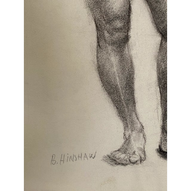 Vintage B. Hinshaw Pencil Drawing of a Black Female Nude Study 1940s For Sale - Image 4 of 7