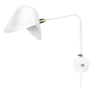 Mid-Century Modern White Anthony Wall Lamp with Round Fixation Box by Serge Mouille For Sale
