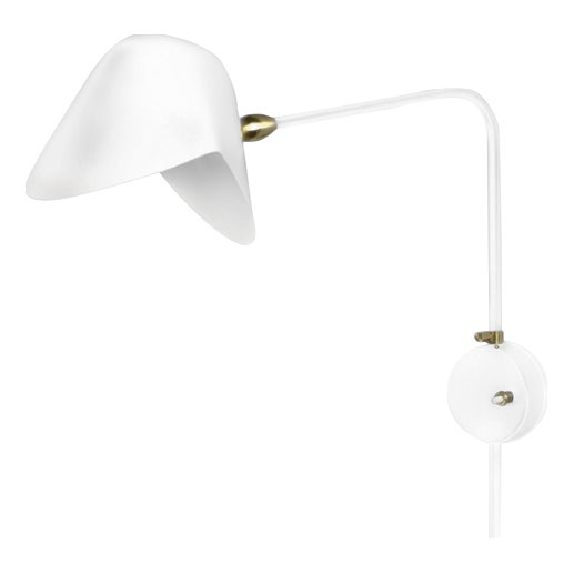 Mid-Century Modern White Anthony Wall Lamp with Round Fixation Box by Serge Mouille For Sale