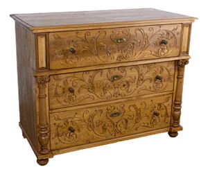 Antique Waxed Stripped Pine Chest of 3 Drawers, Late 19th Century