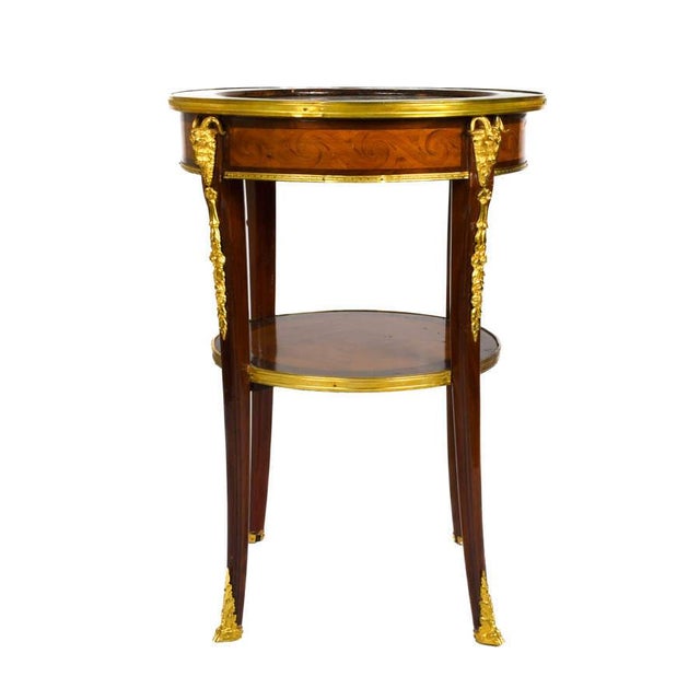 French Satinwood & Gilt Bronze Marble-Top Round Side Table, Early 20th Century For Sale - Image 4 of 9