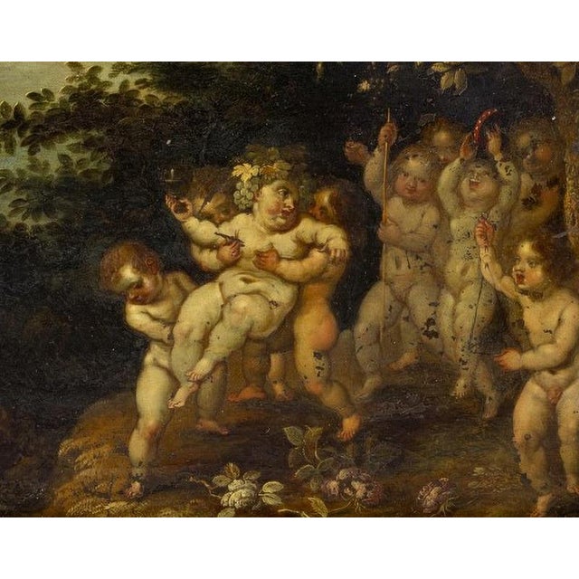 Baroque Jan Brueghel School, VELVET Infant Bacchus, 17th Century, Oil on Copper For Sale - Image 3 of 9