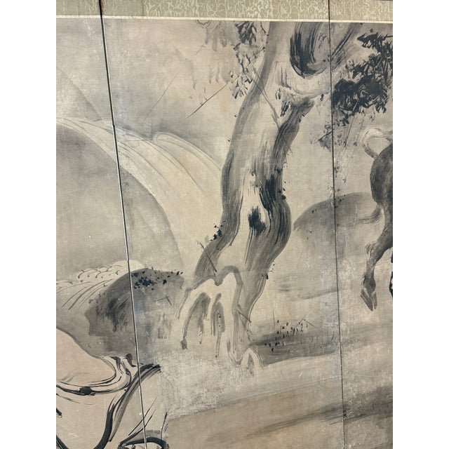 Japanese Byobu Taoist Folding Divider, Antique For Sale - Image 11 of 15