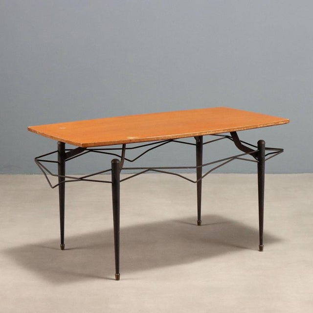 Brown Vintage Teak and Lacquered Metal Coffee Table, 1960s For Sale - Image 8 of 8