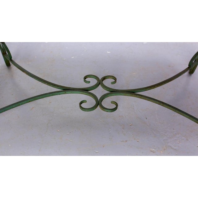 French Green Oval Marble Top & Wrought Iron Coffee Table, 1960 For Sale - Image 14 of 17
