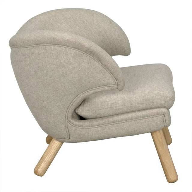 Mid-Century Modern Valerie Chair with Wheat Fabric For Sale - Image 3 of 6
