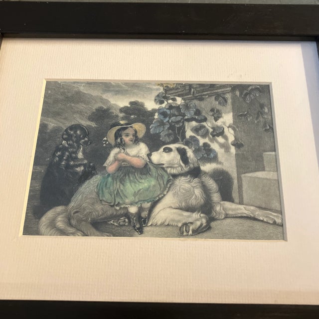 Traditional 1950s Original Engravings of Children With Dogs - a Pair For Sale - Image 3 of 5