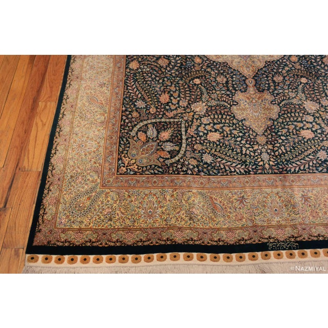 Peach Nazmiyal Collection 1950s Floral Design Vintage Persian Silk Qum Rug For Sale - Image 8 of 9