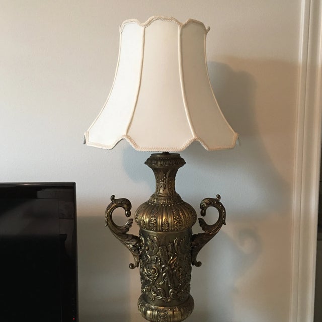 Gold 1990s Bronze Table Lamp on Marble Base For Sale - Image 8 of 10