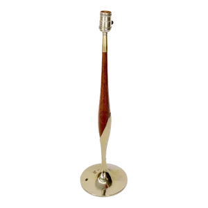 Tulip Base Walnut and Chrome Mid-Century Modern Table Lamp