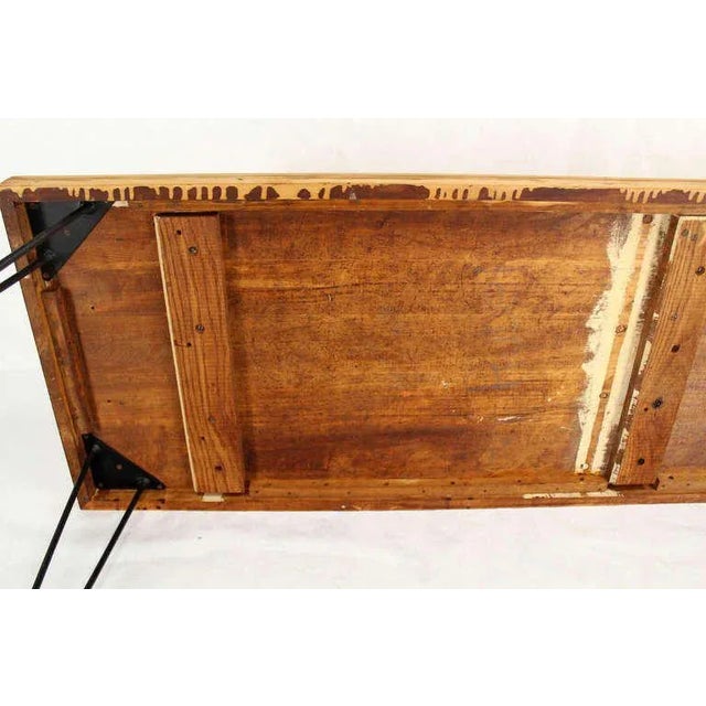 Early 20th Century Large Rectangular Vintage Solid Birch-Top With Hairpin Leg Coffee Table For Sale - Image 5 of 8