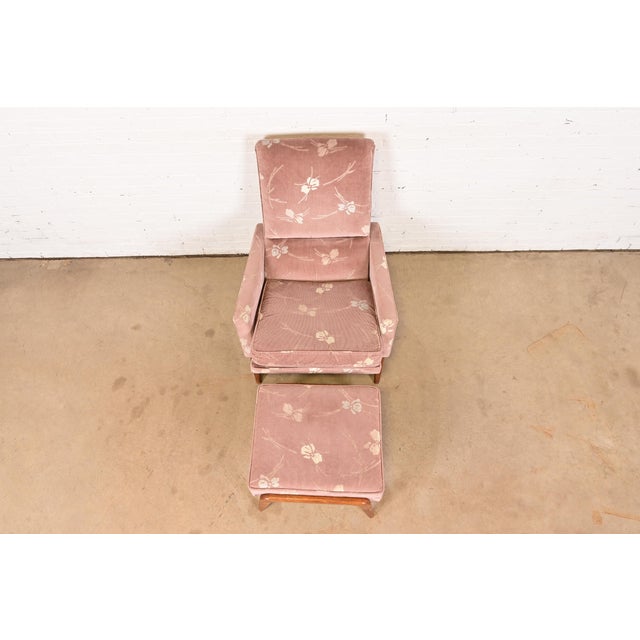 Lawrence Peabody for Richardson Nemschoff Mid-Century Modern Upholstered Lounge Chair With Ottoman, 1960s For Sale In South Bend - Image 6 of 12