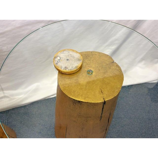 1980's Modern Tree Trunk Tables With Glass Tops and Gold Finish - A Pair For Sale - Image 11 of 13