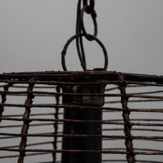 1900s French Industrial Flared Wire-Frame Pendant Light For Sale In Greensboro - Image 6 of 18
