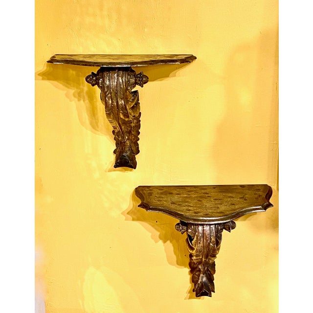 Pair Large Carved Giltwood Brackets For Sale In Los Angeles - Image 6 of 10