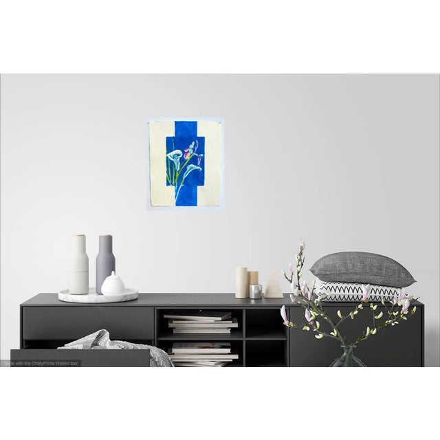 "Iris and Lily" Contemporary Modernist Botanical Painting by Adele For Sale - Image 4 of 5