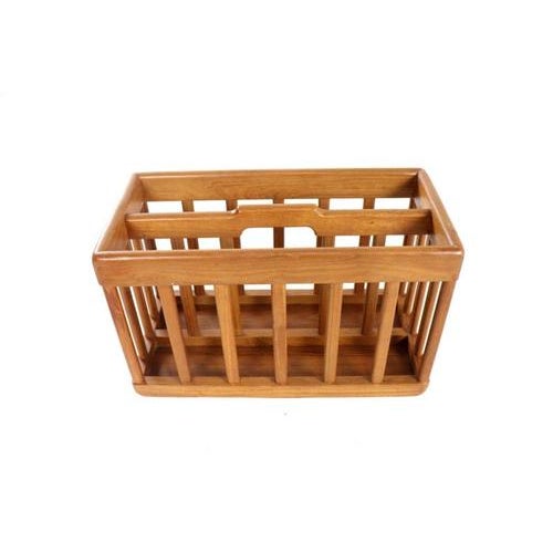 Vintage Wooden Magazine Holder For Sale - Image 3 of 13