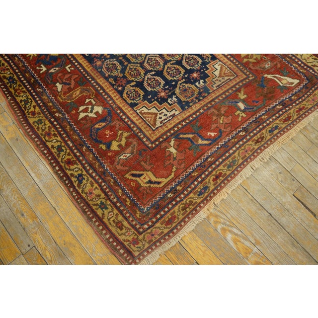 1930s Blue Navy Paisley Tribal Antique W. Persian Kurdish Rug 3'10" X 12'2" Handknotted Wool Carpet For Sale - Image 10 of 16