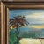 American Antique Folk Art Primitive Landscape With Church and Sailboats by Arthur Hanscom (Oil on Tin) For Sale - Image 3 of 6