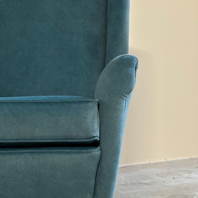 1950s Italian Petrol Blue Lounge Chairs, 1950s, Set of 2 For Sale - Image 5 of 8