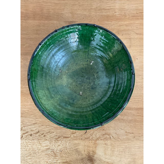Large Vintage Moroccan Tamegrout "Zlafa" Glazed Terra Cotta Bowl For Sale In Raleigh - Image 6 of 11