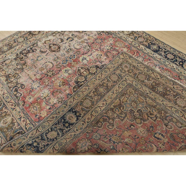 Mashad Rug 8’2” X 11’2” Pink Wool Vintage Distressed Hand-Knotted Carpet For Sale - Image 14 of 15