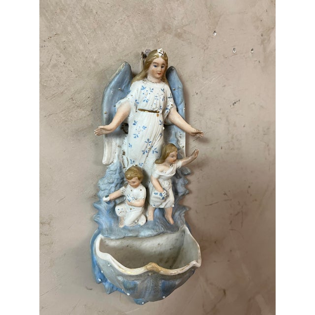 Biscuit Angel Holy Water Font, 1890s For Sale - Image 12 of 18