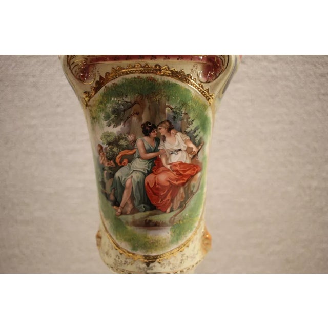 White Early 20th Century Hand-Painted French Porcelain Electric Lamp For Sale - Image 8 of 10