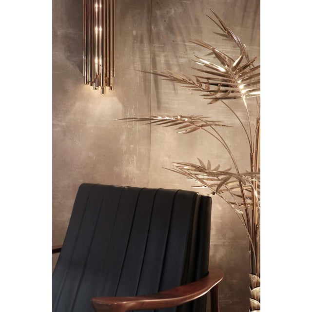 Not Yet Made - Made To Order Palm Tree Floor Lamp in Brass with Marble Base For Sale - Image 5 of 6