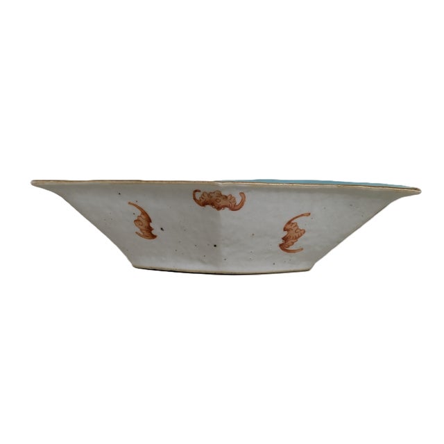 Set of 3 Antique Chinese Lotus Pattern Bat-Shaped Porcelain Dish For Sale - Image 4 of 9