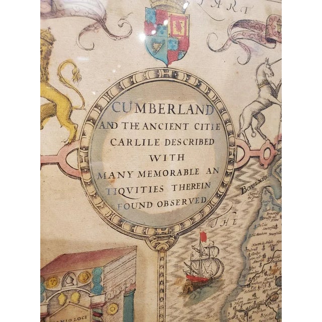 17th Century Hand-Colored Map of Cumberland by John Speed, England, 1610 For Sale - Image 4 of 13