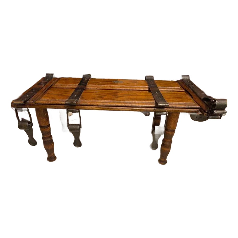 Antique Watts Premier Oak and Iron Mounted Trouser Presser and