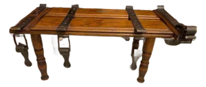 Antique Watts Premier Oak and Iron Mounted Trouser Presser and Stretcher Coffee Table