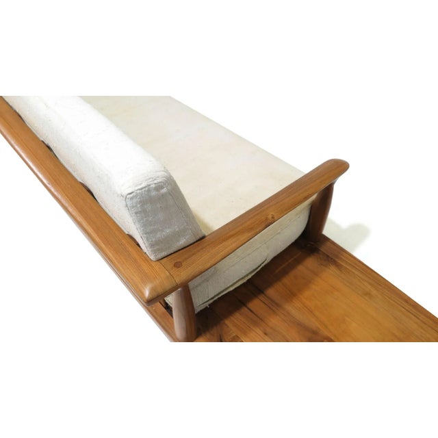 Tan 1960's California Studio Walnut Sofa Bench For Sale - Image 8 of 11