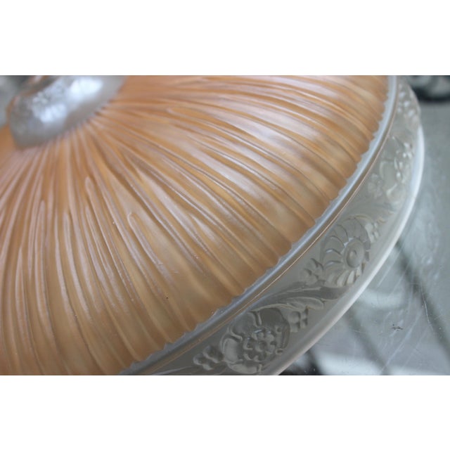 Glass Canopy Mount Light Fixture Vintage Blush Pink For Sale - Image 7 of 15