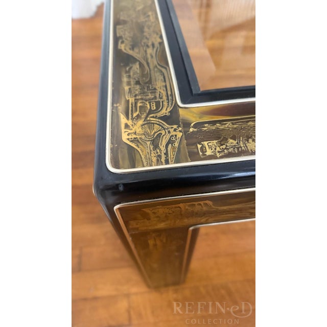 Acid-Etched Brass & Glass Coffee Table, C. 1960s–1970s For Sale - Image 12 of 15
