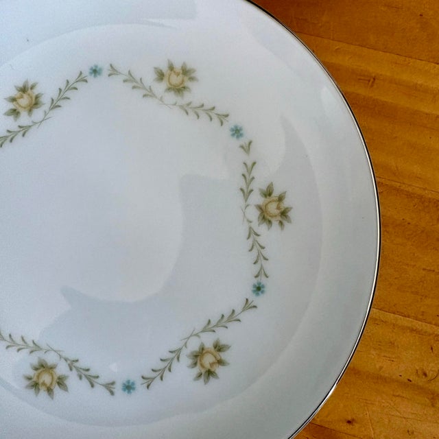 Mid-Century Modern Vintage Wyndham “Buttercup” Bread & Butter Plates – Yellow and Blue Floral With Silver Trim – 6 1/8" – Sold Individually For Sale - Image 3 of 6
