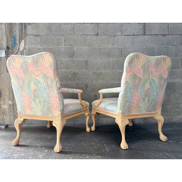 Pink A Pair of Palm Beach Regency Coastal Style Bergere Armchairs by Sherrill Furniture. Circa 1980s For Sale - Image 8 of 18