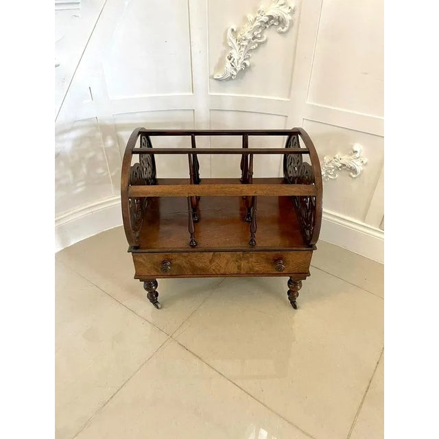 Large Victorian Freestanding Burr Walnut Canterbury, 1850s For Sale - Image 12 of 12